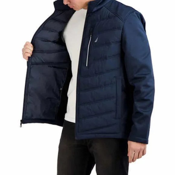 Nautica Men's Mix Media Jacket BLue - Picture 4 of 8